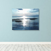 Blauwachtige zonsondergang boven Cape Cod-strand Canvas Afdruk (Insitu (Houten vloer))
