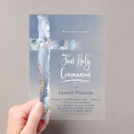blauwagaat | Eerste communie Acryl Uitnodigingen