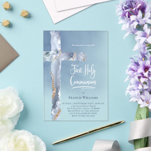 blauwagaat | Eerste communie Acryl Uitnodigingen (Insitu (Huwelijk))