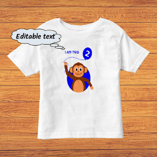 Blauwballon van Birthday-aap Kinder Shirts