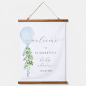 Blauwballonvaarder Baby shower Hangend Wandkleed (Voorkant)