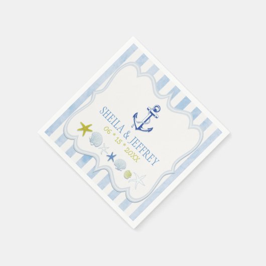 Blauwband Nautical Wedding Servetten (Hoek)