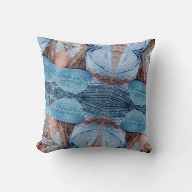 Blauwbeeldschermen Digitale Abstracte kunst Kussen (Voorkant)