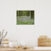 Blauwbellen en eikenbomen in de lente, kleine hagl poster (Keuken)