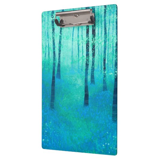 Blauwbellen in een bos bos landschap schilderen klembord (Links)