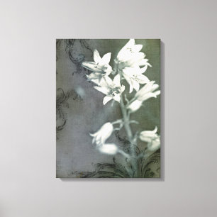 Blauwbellen in zwart-wit canvas afdruk