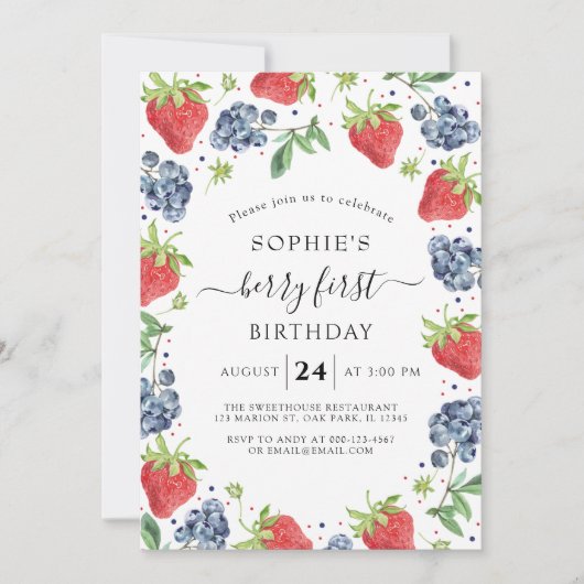 Blauwbes aardbeienbessen en zoete Berry, eerste ve Kaart (Voorkant)