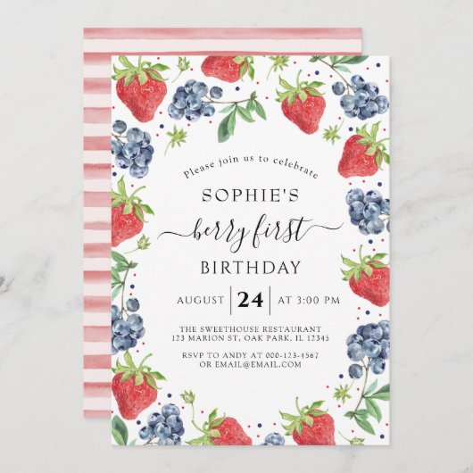 Blauwbes aardbeienbessen en zoete Berry, eerste ve Kaart (Voorkant / Achterkant)