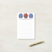 Blauwbes aardbeienmandjes — boodschappenlijstje post-it® notes (Op bureau)