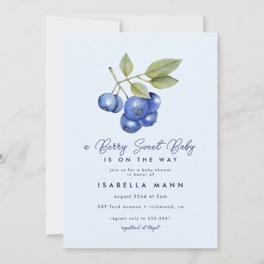 Blauwbes Baby shower Kaart (Voorkant)