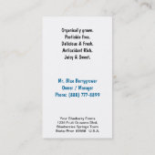 Blauwbes Boerderij of verkoop Visitekaartje (Achterkant)