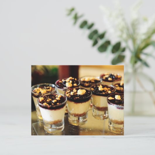 Blauwbes Cheesecake Shots Briefkaart (Staand voorkant)