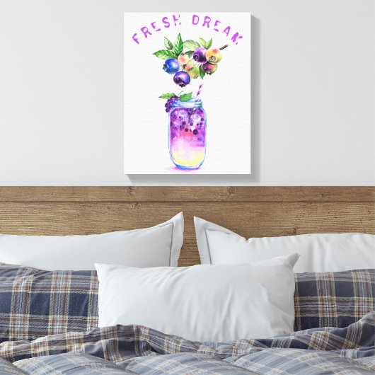 Blauwbes - Drink - zomerstaart Canvas Afdruk (Insitu (Slaapkamer))