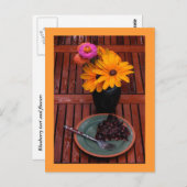 Blauwbes en bloemen briefkaart (Voorkant / Achterkant)