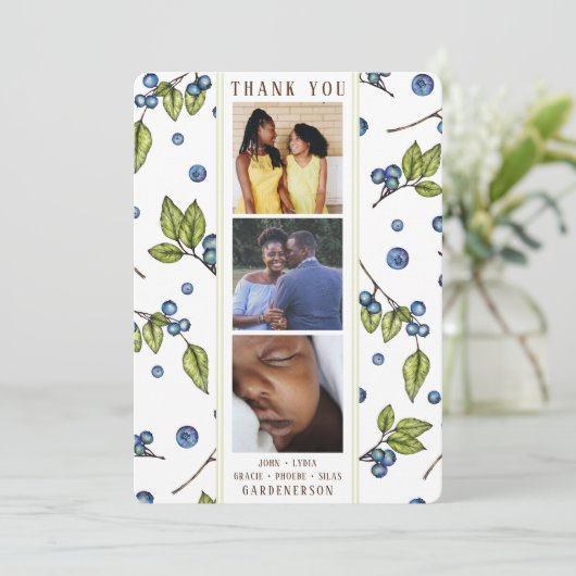 Blauwbes Foto Dank je aankondiging (Staand voorkant)