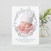 Blauwbes Foto geboorteaankondiging Aankondiging (Staand voorkant)