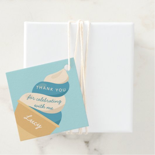 Blauwbes Ice Cream Swirl Kinderen van afgelopen da Bedankjes Labels (In situ)