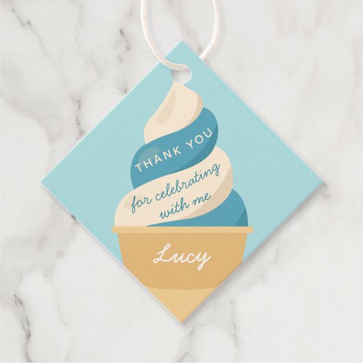 Blauwbes Ice Cream Swirl Kinderen van afgelopen da Bedankjes Labels (Voorkant)