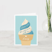Blauwbes Ice Cream Swirl-kinderen van afgelopen da Bedankkaart (Voorkant)