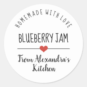 Blauwbes jam white homemade met liefde ronde sticker