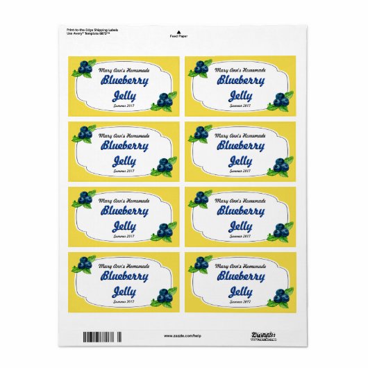 Blauwbes Jelly Canning Labels (Full Sheet)