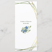 Blauwbes met Faux Gold Foil Lijst Rustic Wedding Menu (Achterkant)
