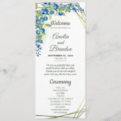 Blauwbes met Faux Gold Foil Lijst Rustic Wedding Programmakaart (Voorkant)