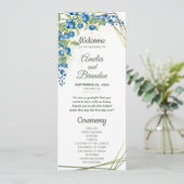 Blauwbes met Faux Gold Foil Lijst Rustic Wedding Programmakaart (Staand voorkant)