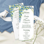 Blauwbes met Faux Gold Foil Lijst Rustic Wedding Programmakaart