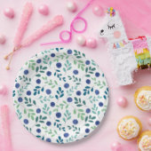 Blauwbes met groen lederen patroon papieren bordje (Feest)