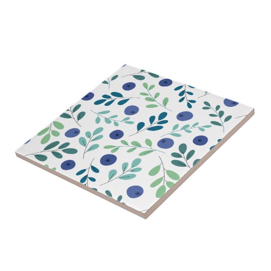 Blauwbes met groen lederen patroon tegeltje (Zijkant)