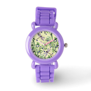 Blauwbes met libellen horloge