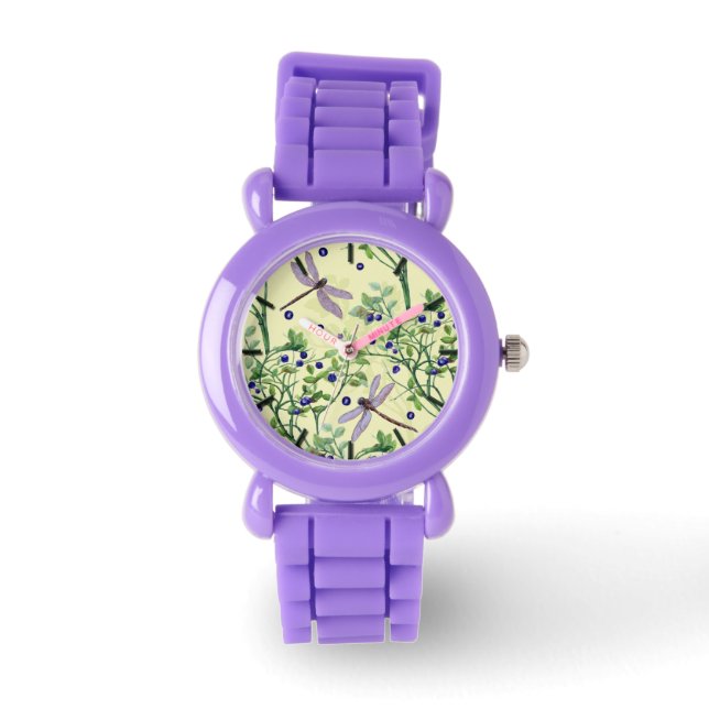 Blauwbes met libellen horloge (Voorkant)