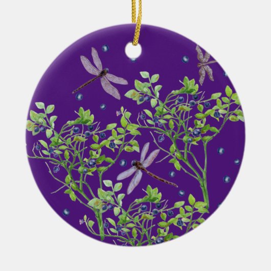 Blauwbes met libellen keramisch ornament (Voorkant)