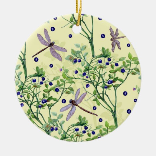 Blauwbes met libellen keramisch ornament (Voorkant)