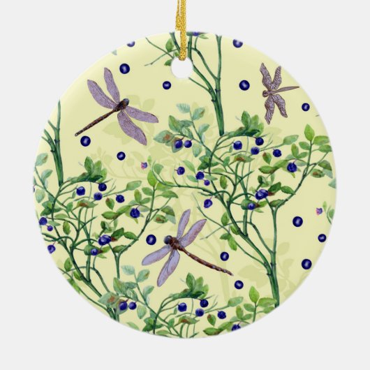 Blauwbes met libellen keramisch ornament (Achterkant)