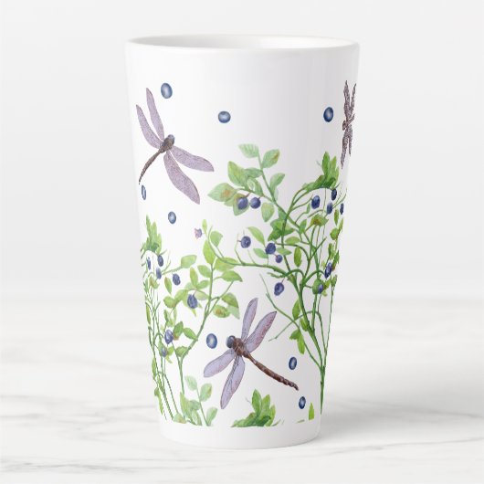 Blauwbes met libellen latte mok (Voorkant)