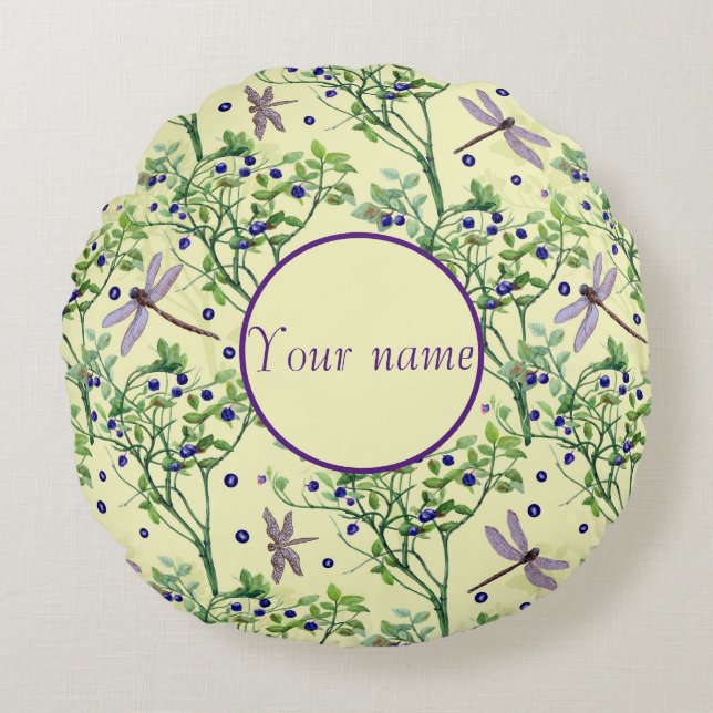 Blauwbes met libellen rond kussen (Voorkant)