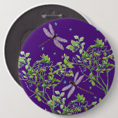 Blauwbes met libellen ronde button 6,0 cm (Voorkant /achterkant)
