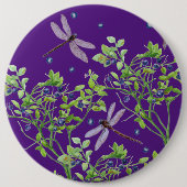 Blauwbes met libellen ronde button 6,0 cm (Voorkant)