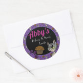 Blauwbes Muffin Bloop Cat Aangepaste bakkerij Ronde Sticker (Envelop)