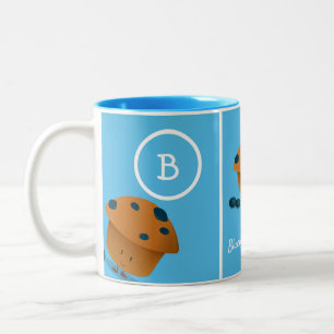 Blauwbes Muffin Monogram tekenfilm Blauw Tweekleurige Koffiemok
