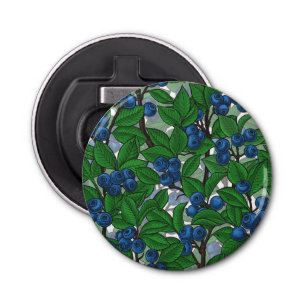 Blauwbes op wit button flesopener