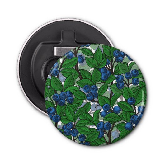 Blauwbes op wit button flesopener (Voorkant)