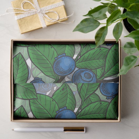 Blauwbes op wit tissuepapier (Geschenk)