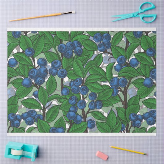 Blauwbes op wit tissuepapier (Craft)