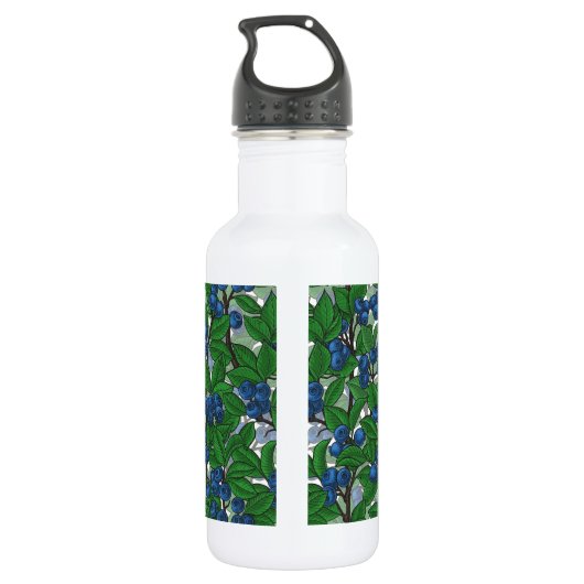 Blauwbes op wit waterfles  (Achterkant)