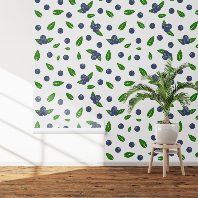Blauwbes patroon behang (Blueberry pattern wallpaper )