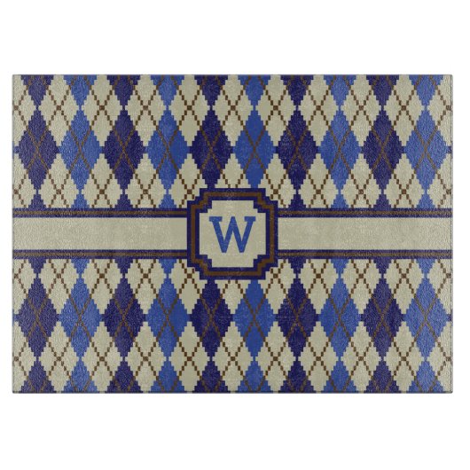 Blauwbes Scone Argyle Glass Cutting Board Snijplank (Voorkant)