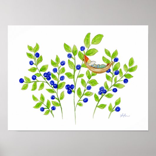 Blauwbes Struik Gnome art print (Voorkant)